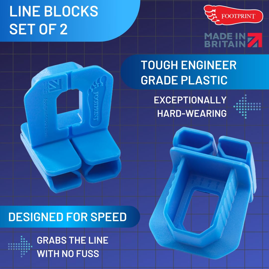 Footprint Corner Blocks Pack of 2 - Essential Bricklaying Tools. Viewing Window to See Line. Tough Engineer Grade Plastic, Large and Easy to Grip. Keeps Brick Courses Straight and Level.