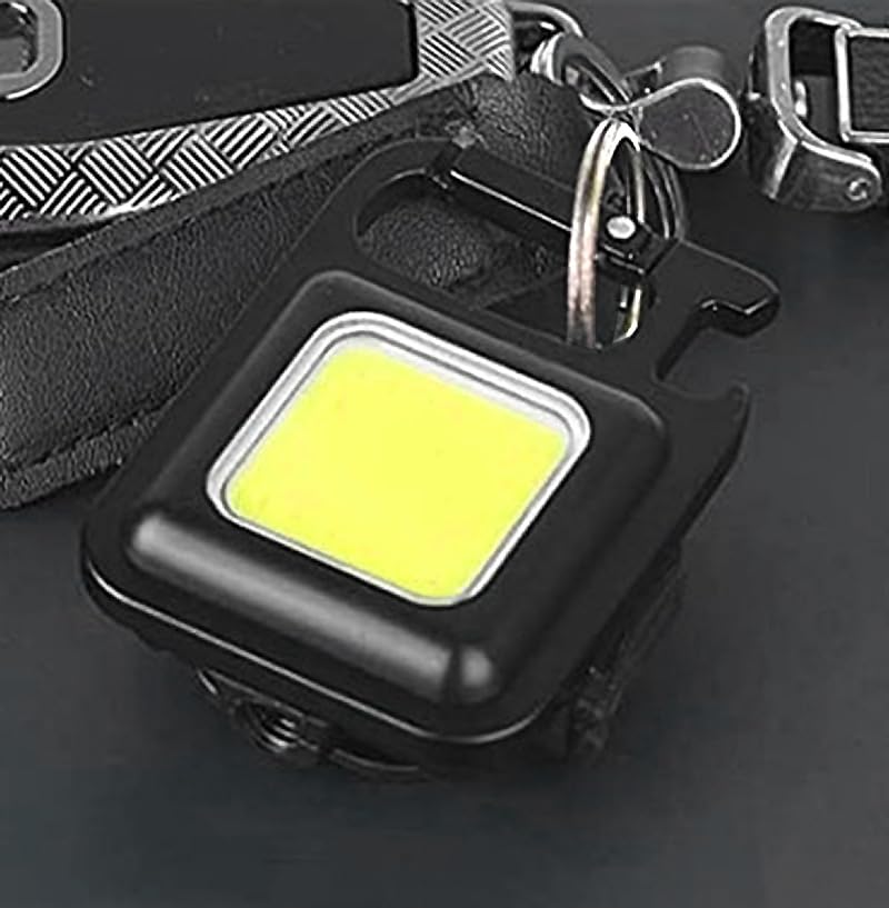 Amtech - Mini Multifunctional Keychain Light for Camping, Hiking, and More, Bright COB Technology with 3 Lighting Modes, Rechargeable, Lightweight and Portable with Clip