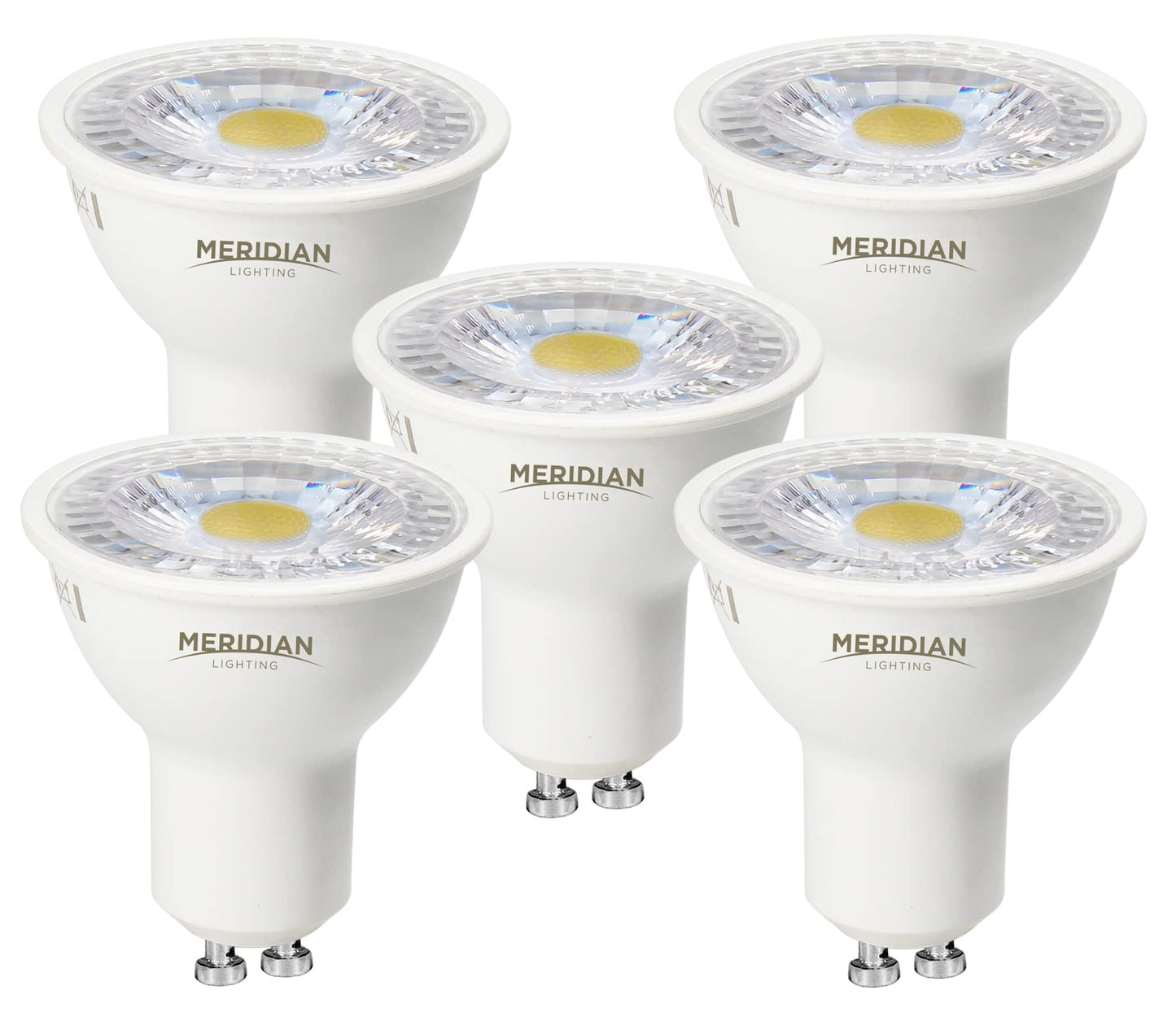 Meridian LED GU10 Light Bulb Warm White 3000K, 50W Halogen Spotlight Equivalent, 5W 345lm, Non-dimmable, AC 220-240V, 38° Beam Angle - 5pk
