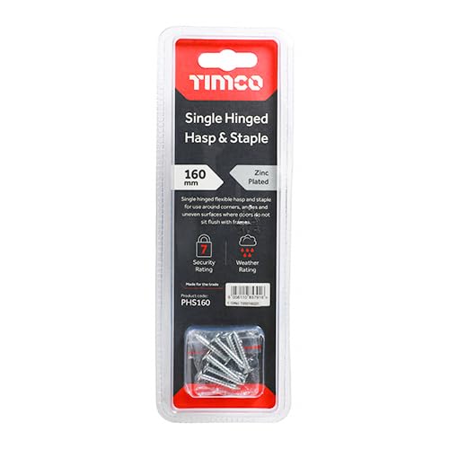 Timco Single Hinged Hasp & Staple - Zinc 160mm