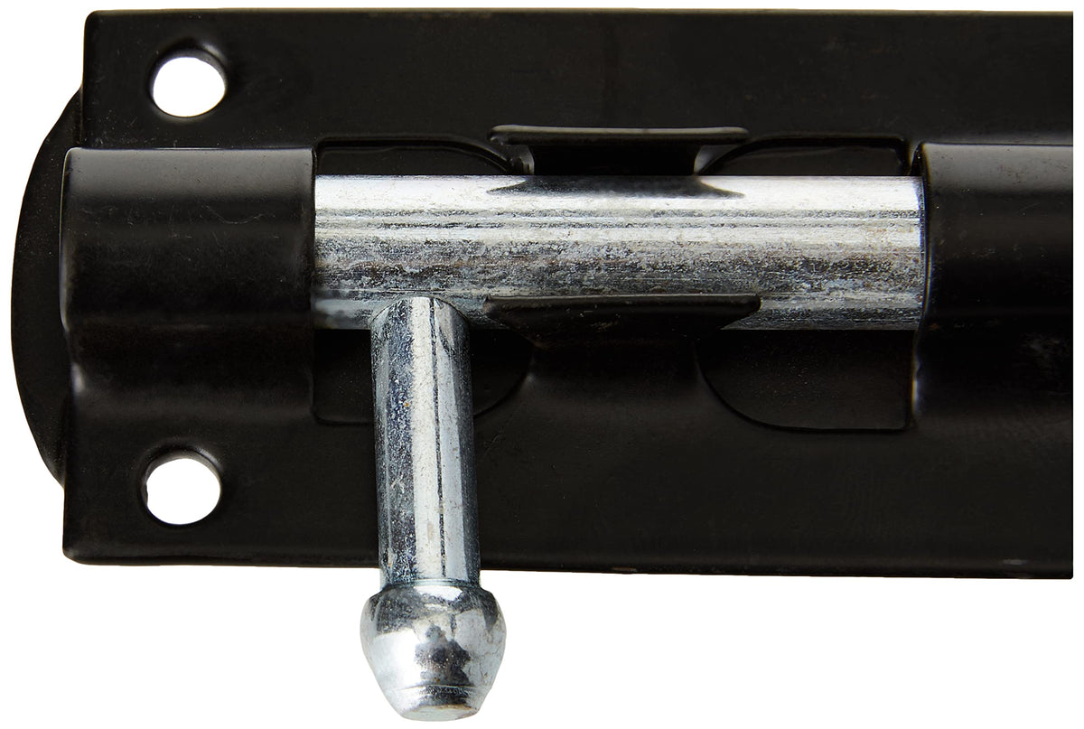 TIMCO Straight Tower Bolt - Black - 6" - Great for securing Flush Fitting Gates and shed Doors in a Closed Position, Adding Increased Security - One Bolt in a Pack.