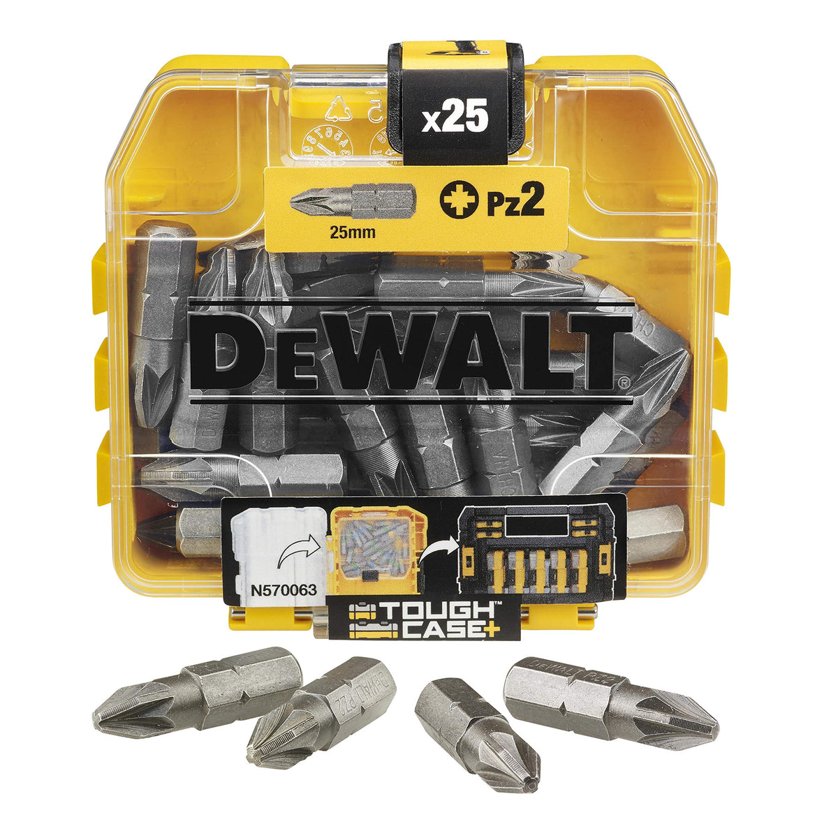 Dewalt DT71521-QZ DT71521-QZ-Juego 25 puntas Pz2 de, Yellow/Black, 25 mm, Set of 25 Pieces