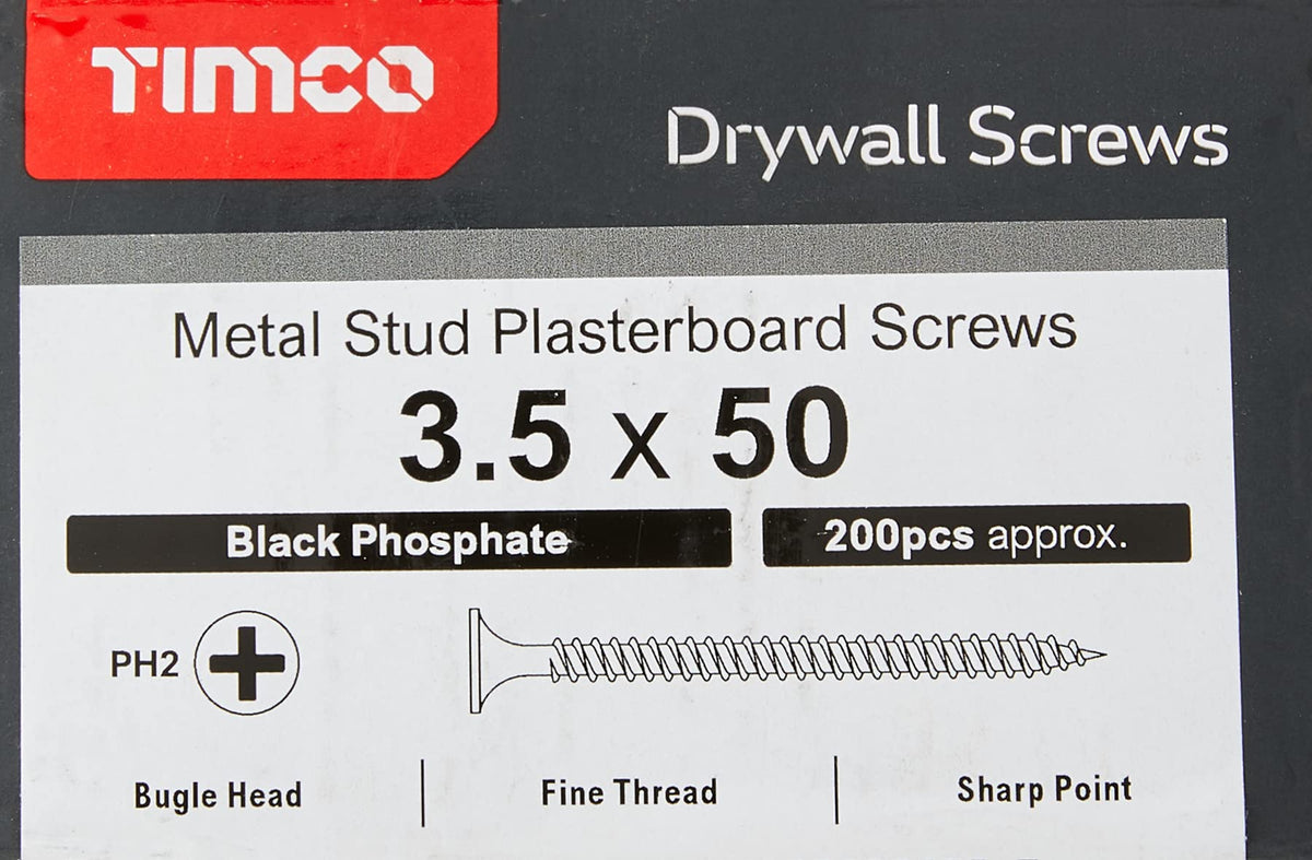 TIMco PH2 Drywall Screw - Black (Box of 200)
