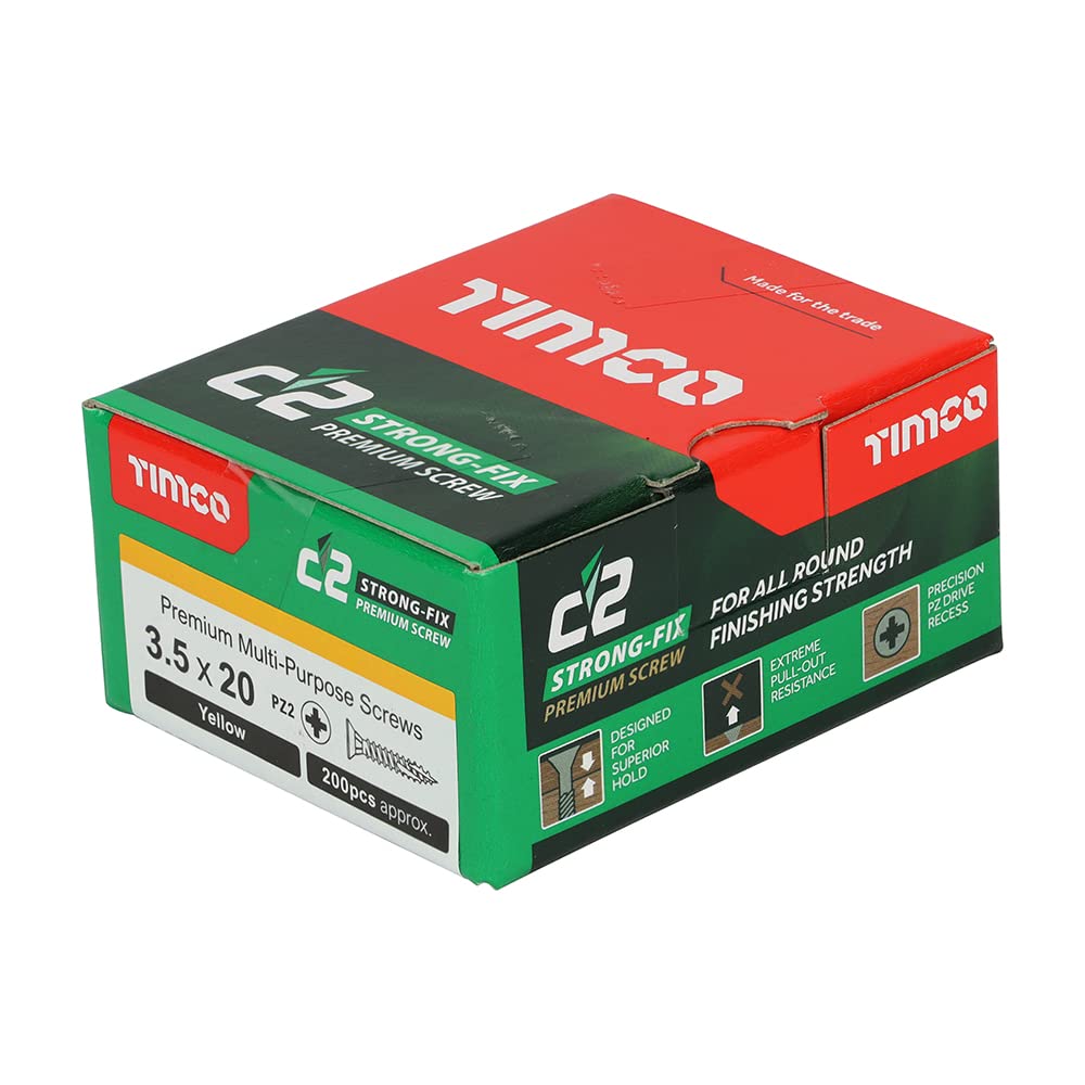 TIMCO C2 Strong-Fix Multi-Purpose Premium Countersunk Gold Woodscrews - 3.5 x 20 - Box of 200