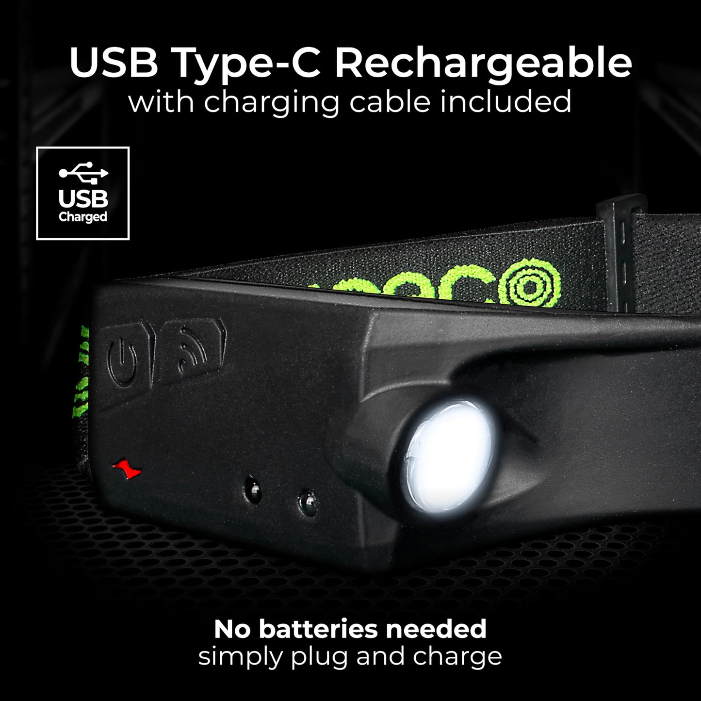 Luceco LED Flexible Head Torch with USB and PIR Motion Sensor, 4 Light Modes, Adjustable, Rechargeable, Suitable for Hard Hats, Inspection Lights, 5W, 350lm, 6500K, LILHF35P65