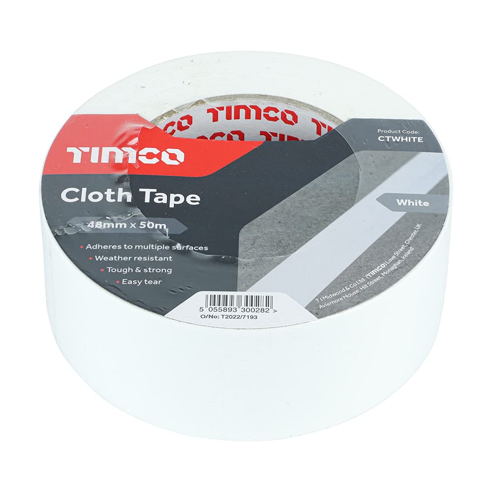 TIMCO CTWHITE Cloth Tape 48mm x 50m - White