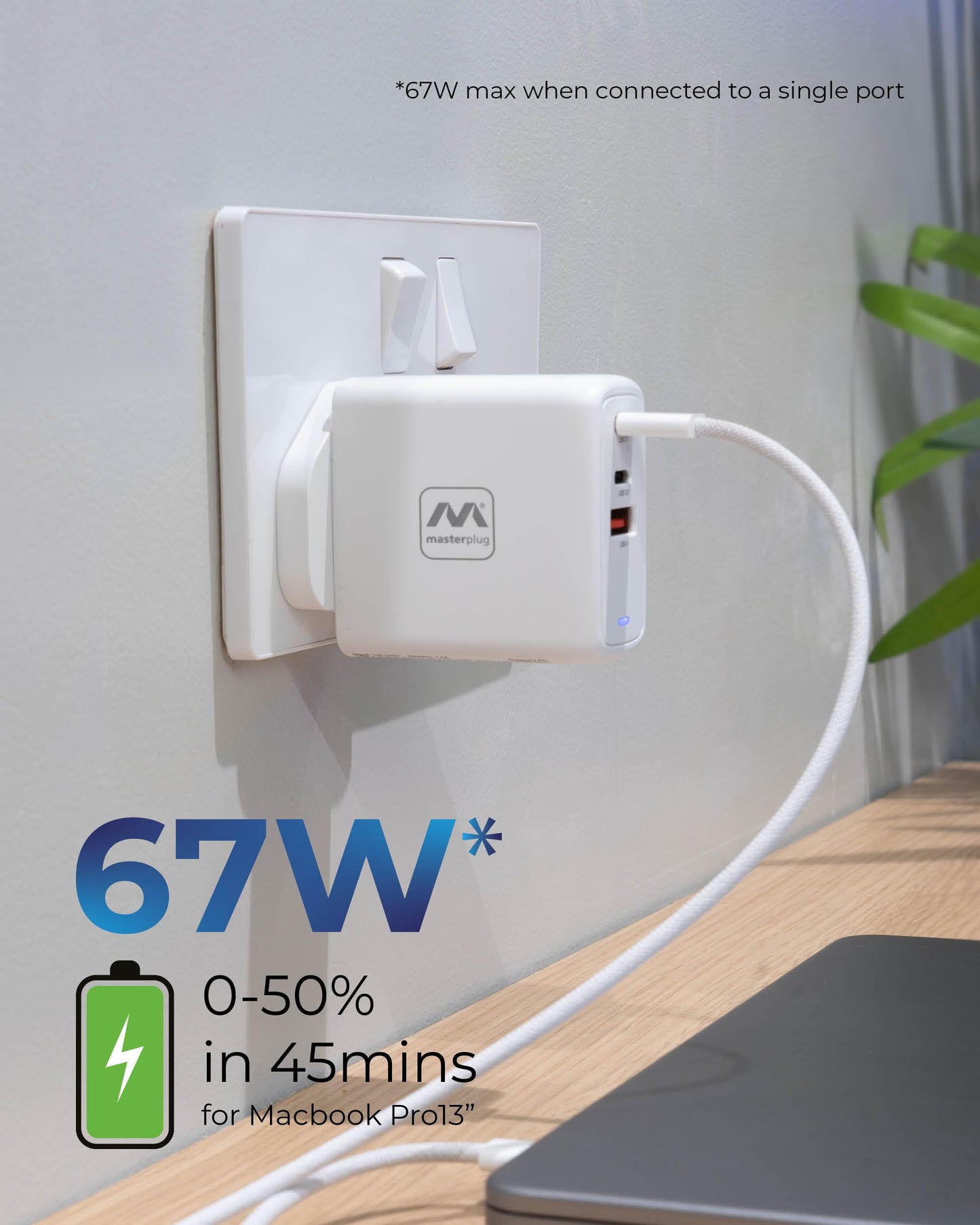 Masterplug Super-Fast USB Charging Plug