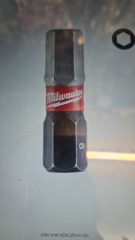 Milwaukee S/bit shw hex bit 6mm x 25mm 2pc