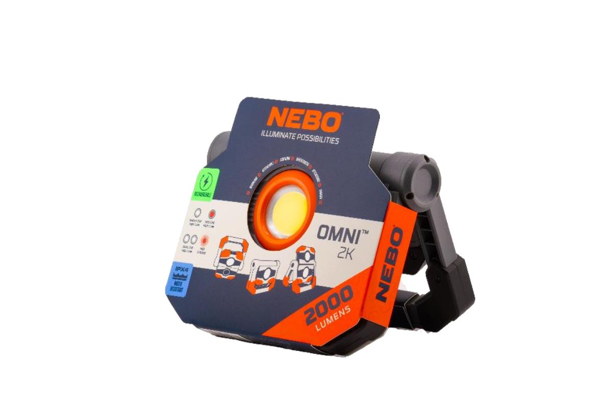 NEBO OMNI 2K Work Light: 2000 Lumen OMNI-Directional Portable Work light Flashlight Features a USB power bank