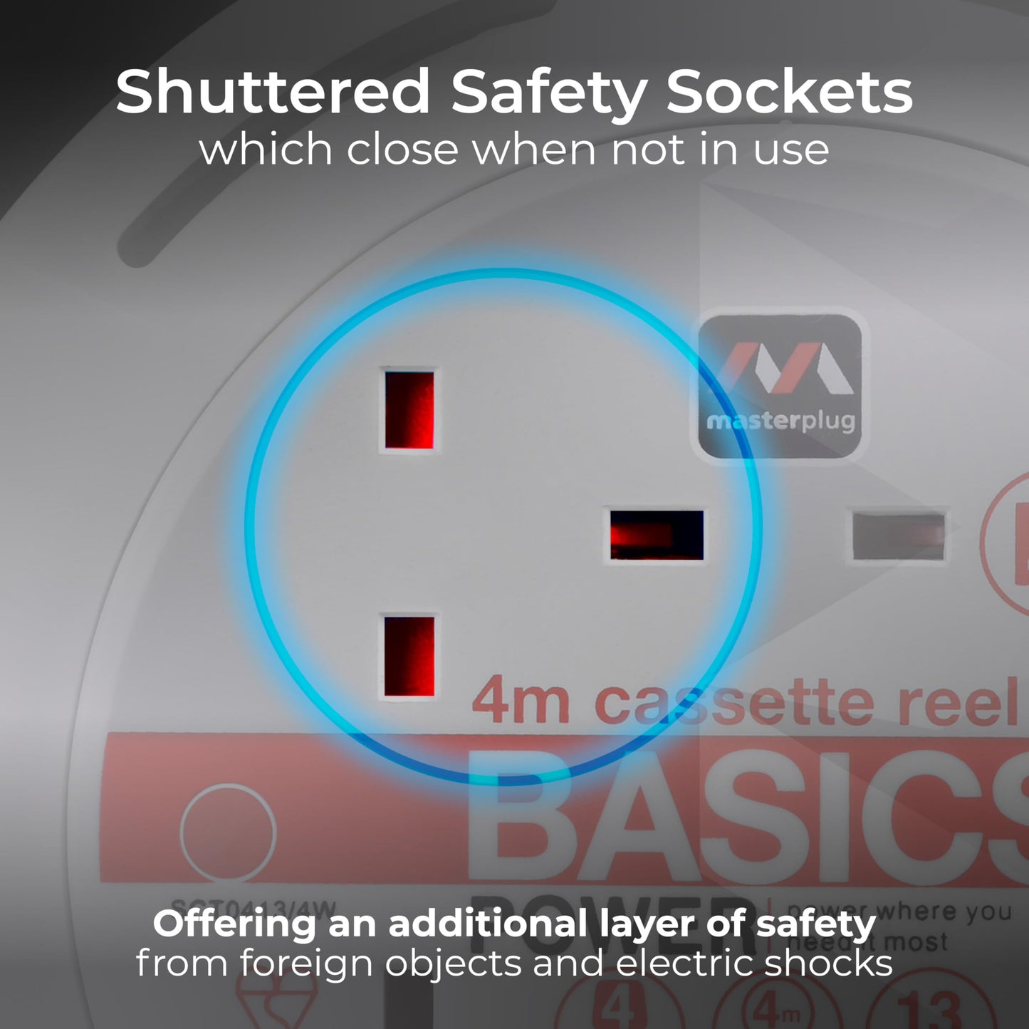 Masterplug Socket Cassette Reel Extension Lead