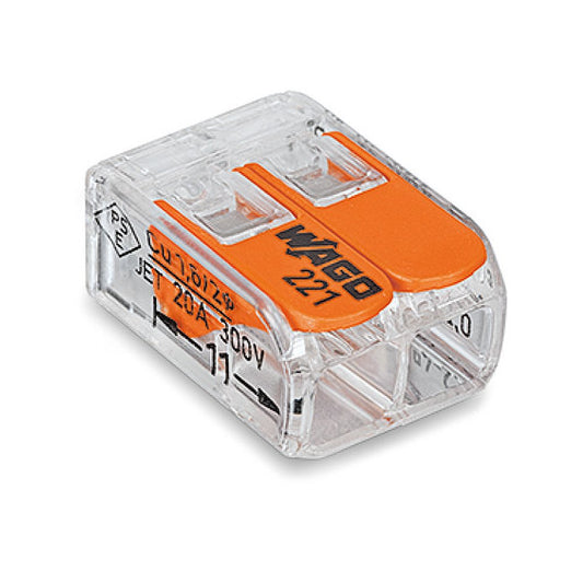 20 x Wago Compact Connecting Clamps with Operating Lever, 2 Way, 221-412, Lever Clamp, Box Clamp