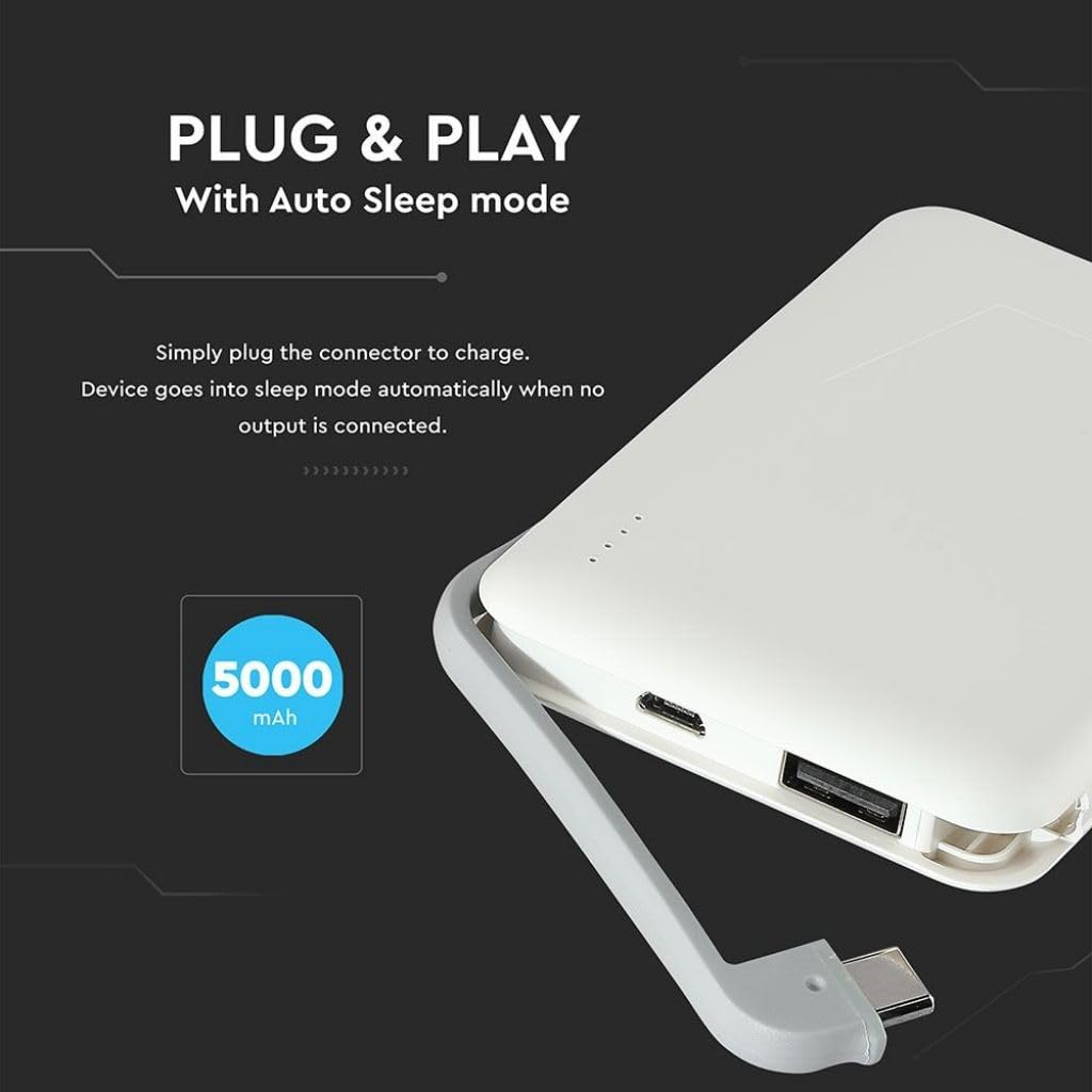 V-tac VT-3510 Compacte powerbank - 5.000 mAh - wit