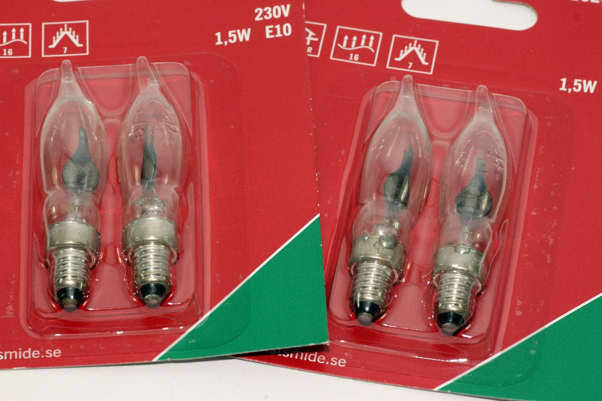 TheOneStopSatShop 4 Pack of KonstsmIde 230V, 1.5W, E10, Flicker Flame Welcome Candle Bridge Bulb