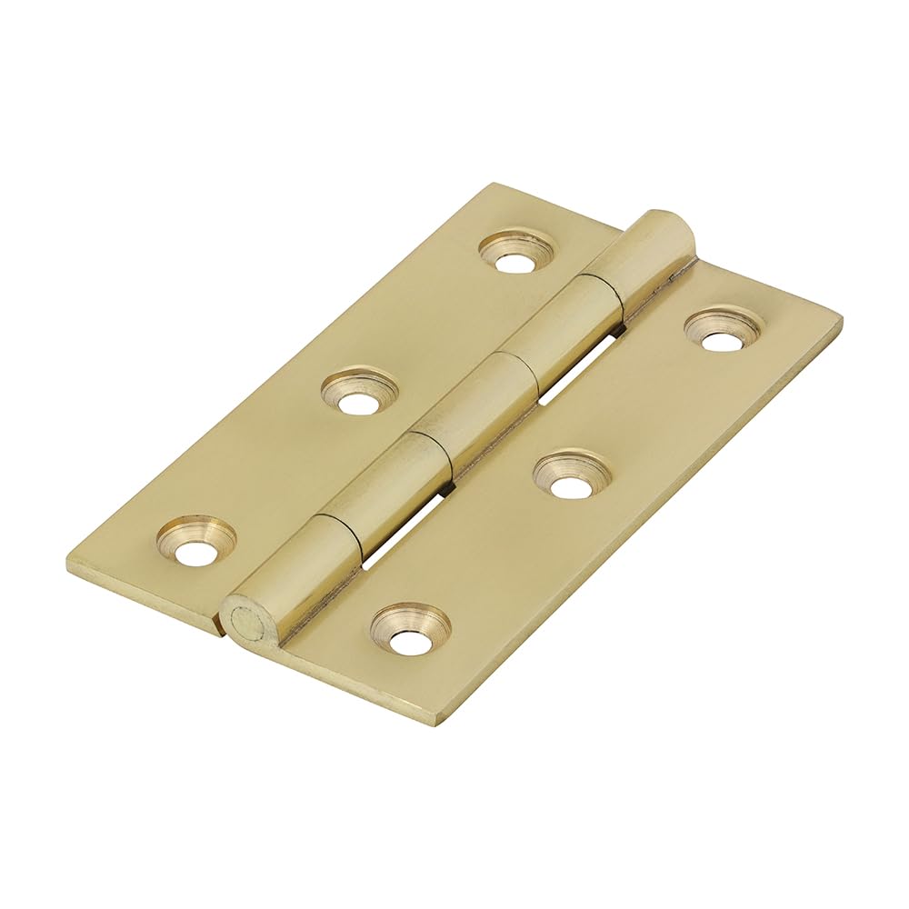 Timco - Solid Drawn Hinge - Solid Brass - Polished Brass (Size 75 x 40-2 Pieces)
