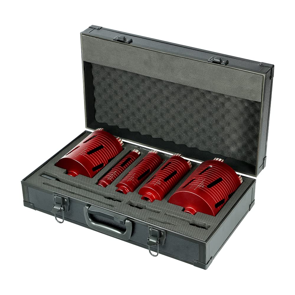TIMCO Premium Dry Diamond Core Drill Kit - 5pcs - Selection of 5 premium grade diamond core drills for fast drilling into masonry, bricks and blocks