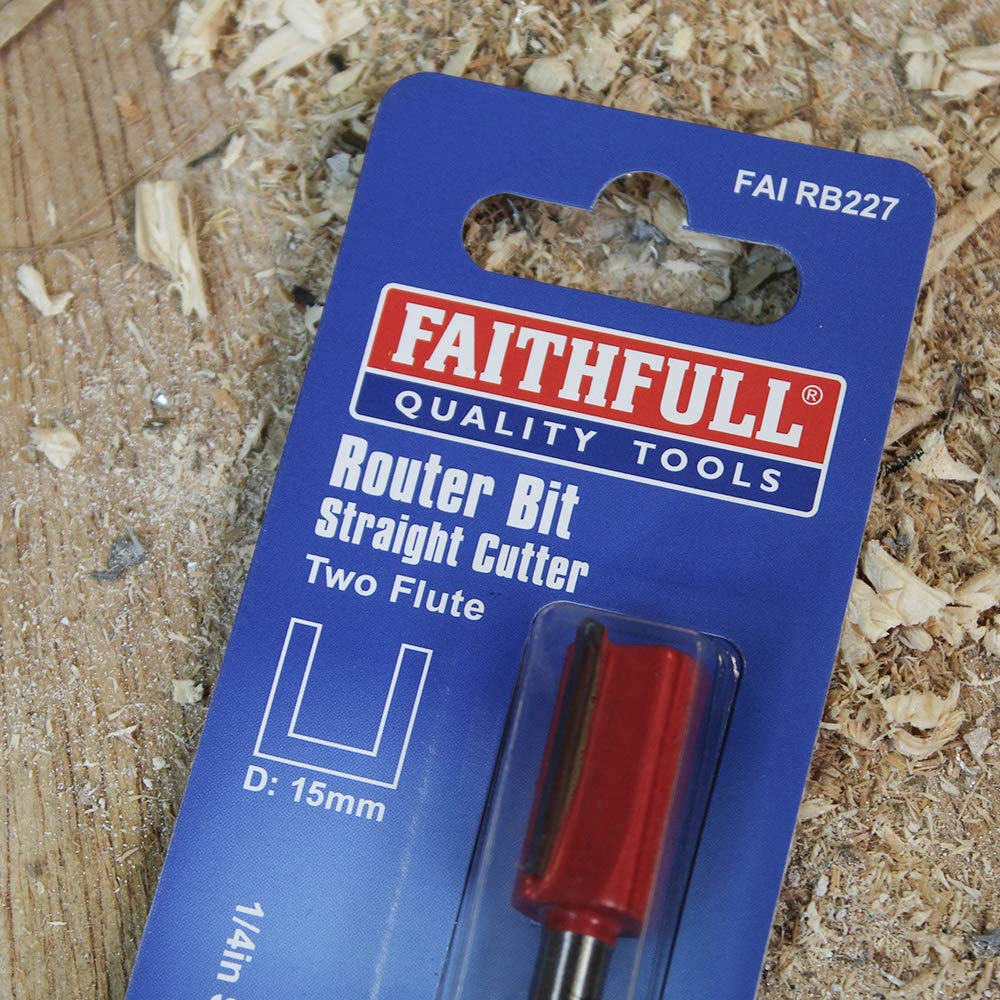 Faithfull FAIRB227 Router Bit TC Two Flute 1/4in 15mm,Red / Silver