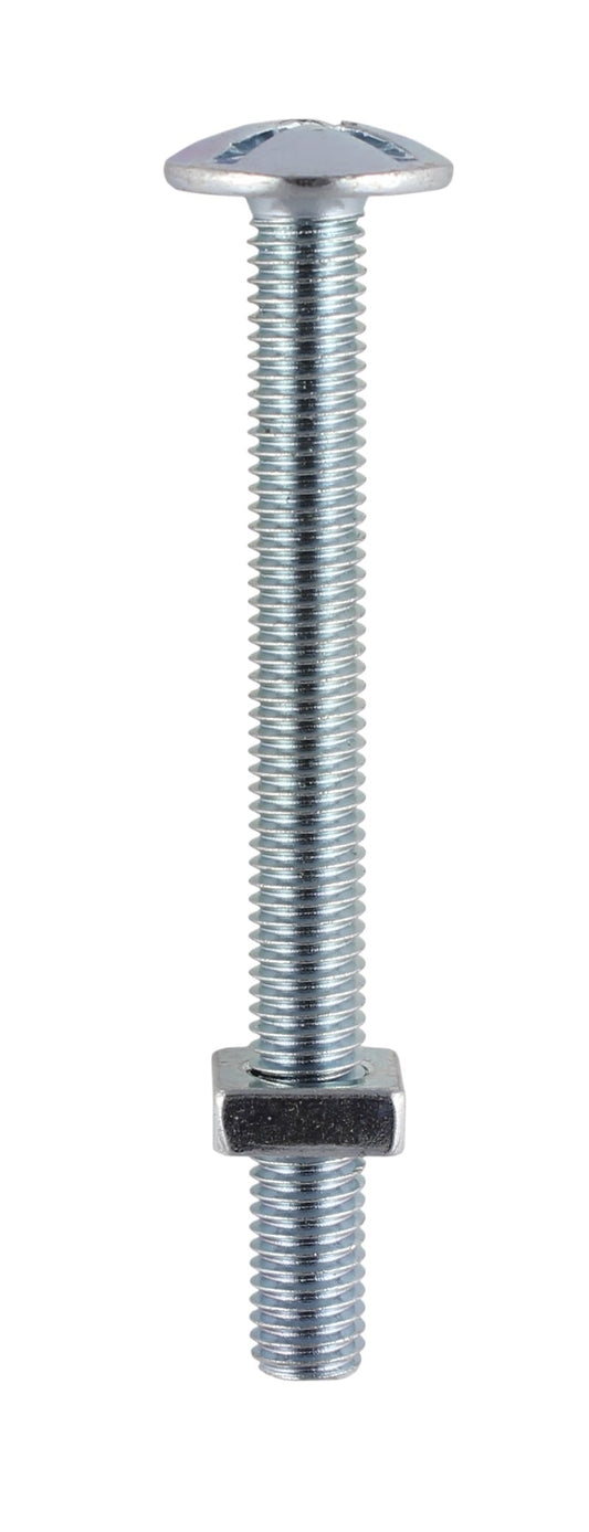 TIMco 0630RBP BZP Roofing Bolt and Square Nut M6 x 30 - Zinc (Pack of 10)