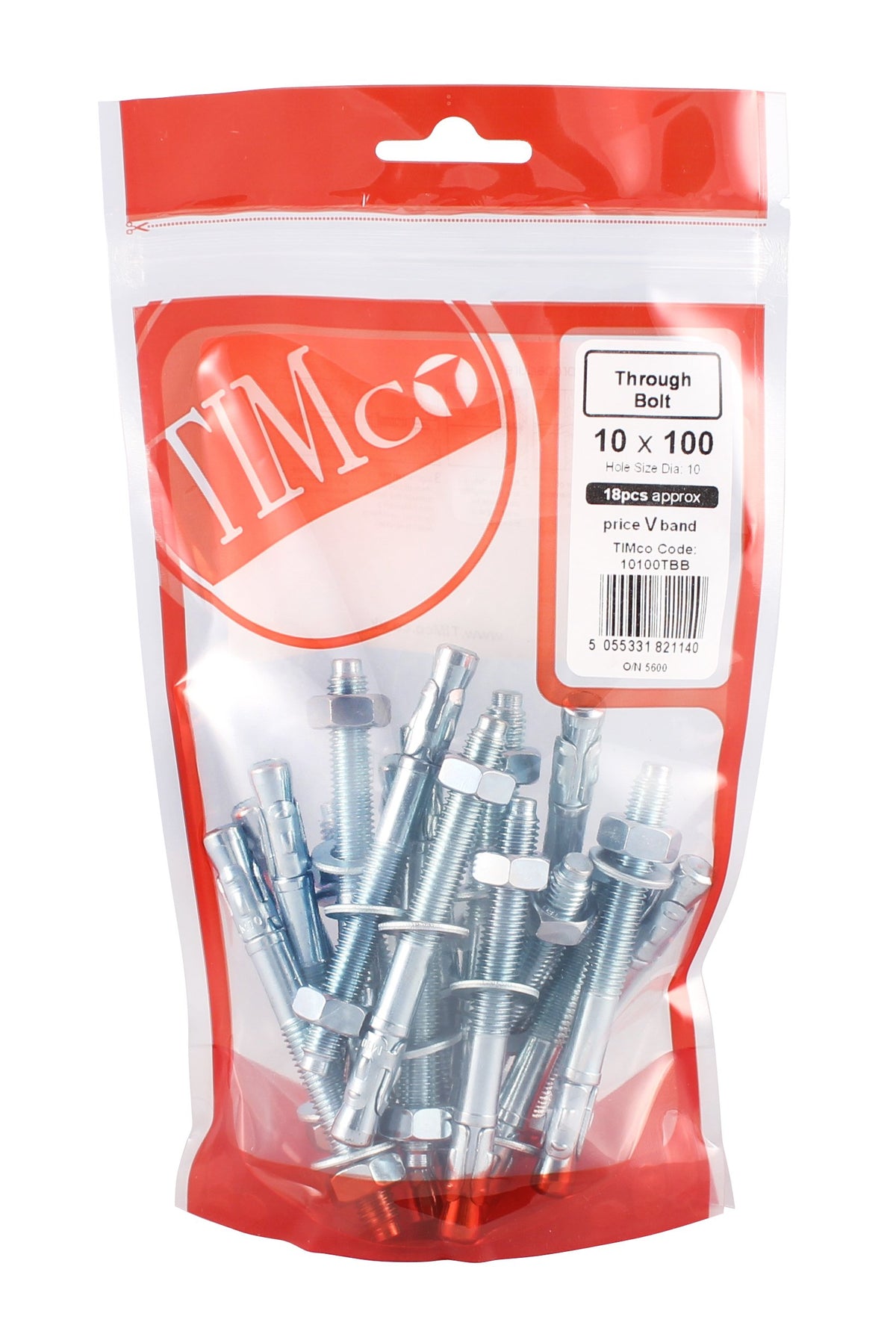 TIMco 0850TBB BZP Through Bolt 8 x 50 - Zinc (Bag of 40)