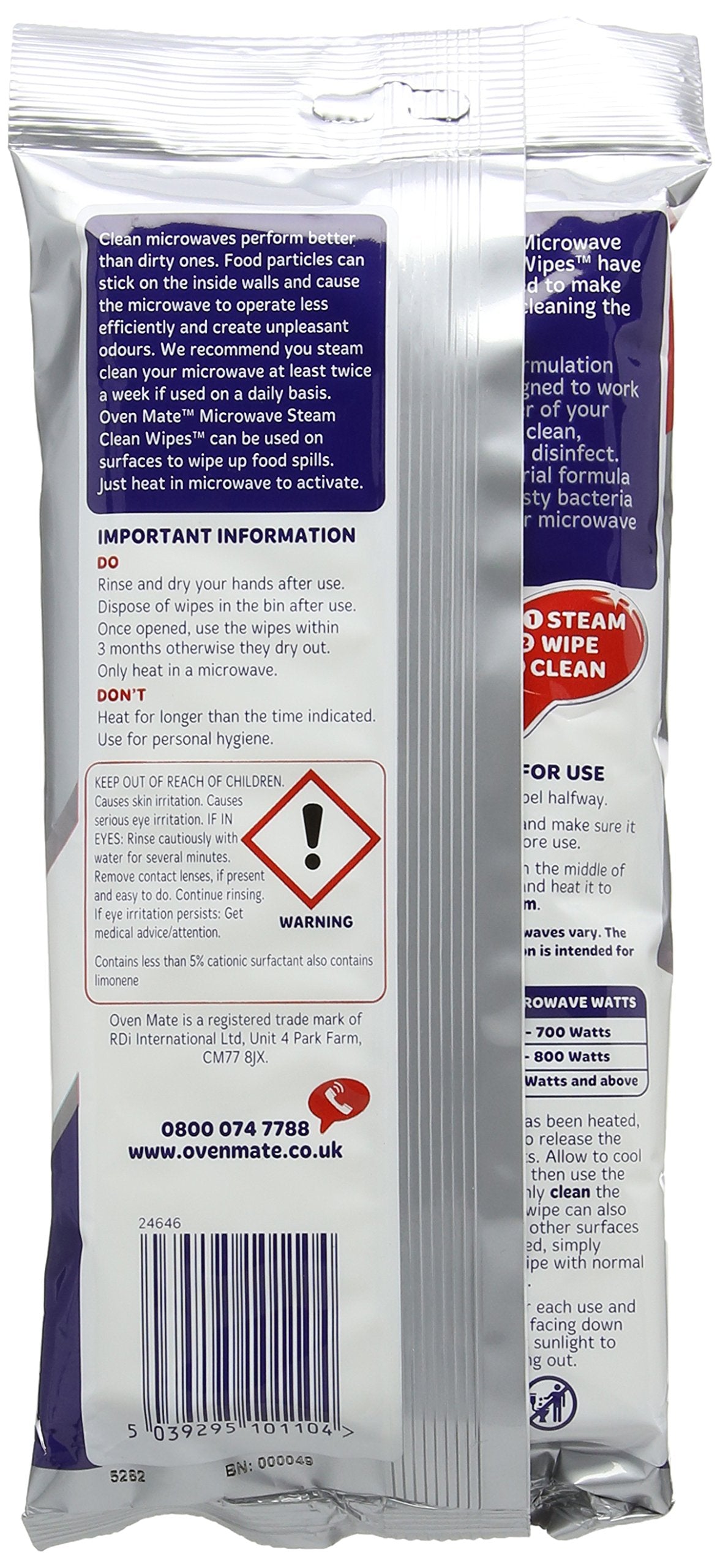 Oven Mate Microwave Steam Clean Wipes (Pack of 4)