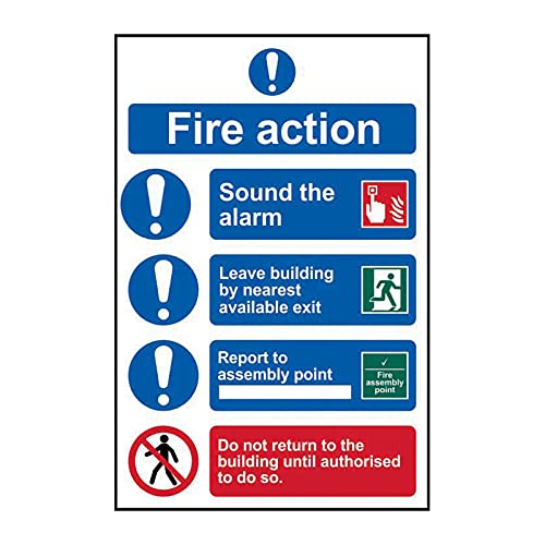 Spectrum Industrial 11508" Fire Action Procedure Self Adhesive Vinyl Sign, Multi-Colour, 200 x 300 mm