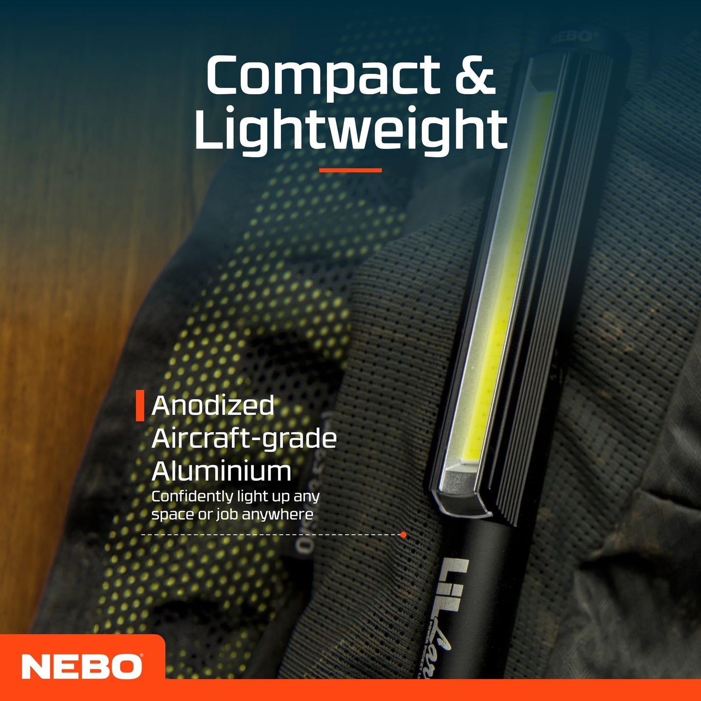 NEBO Lil Larry - 250 Lumen Torch with COB Work Light - Pocket Clip Magnetic Base for Hands-Free Lighting - Portable COB LED Flashlight - Hazard Light-Red