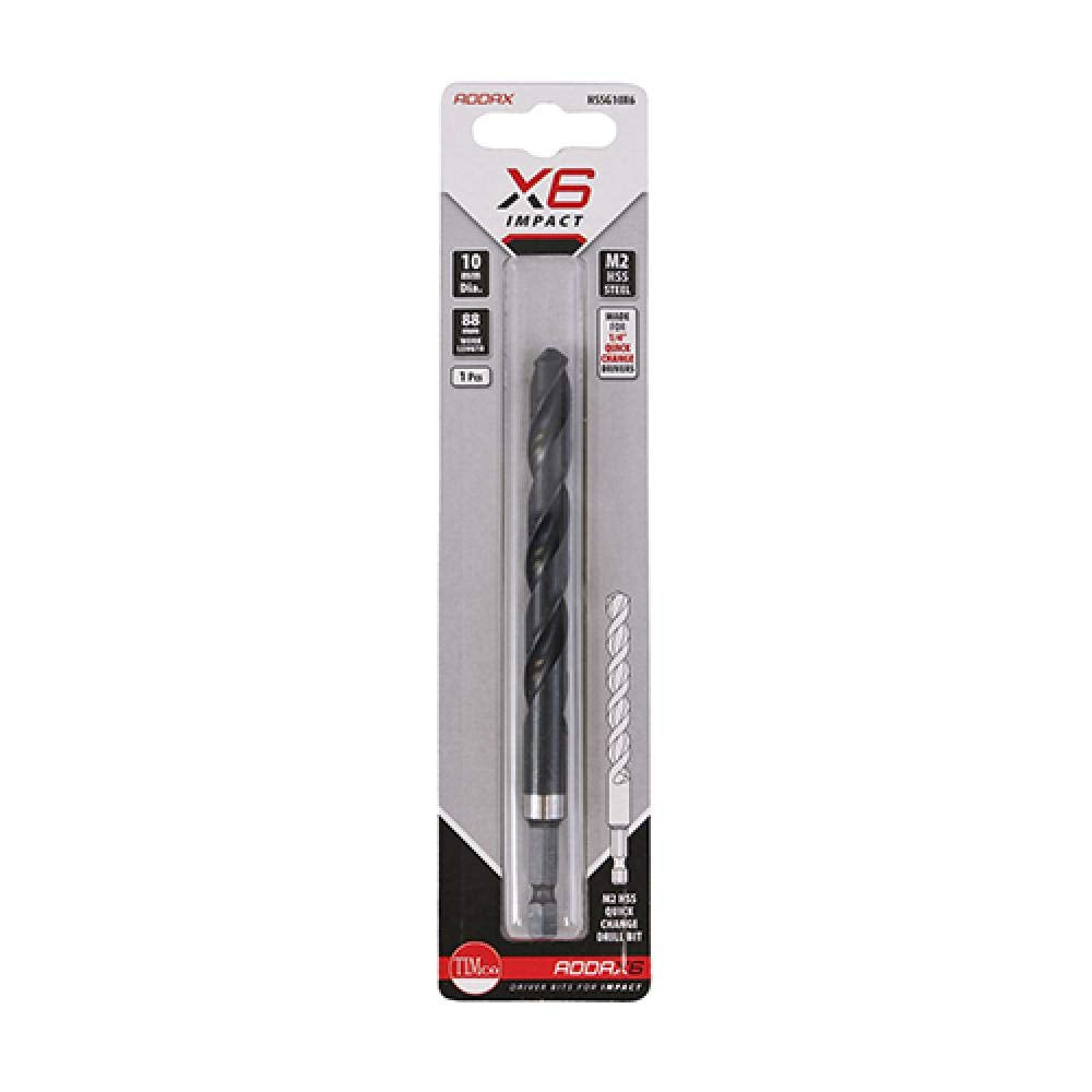 PACK OF 1 x TIMCO ADDAX (X6) IMPACT QUICK CHANGE DRILL BIT 1/4" DRIVER 10mm HSS STEEL