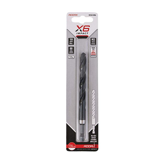 PACK OF 1 x TIMCO ADDAX (X6) IMPACT QUICK CHANGE DRILL BIT 1/4" DRIVER 10mm HSS STEEL