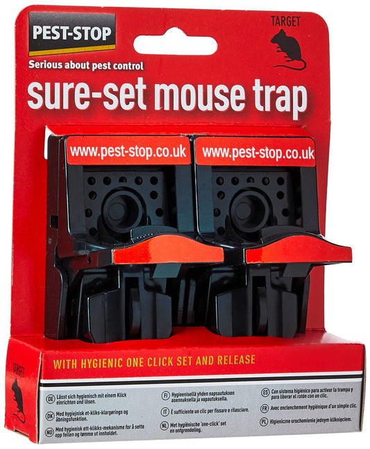 Pest-Stop PSSPT Sure-Set Plastic Mouse Trap, Black, 4.53 in*4.49 in*2.56 in