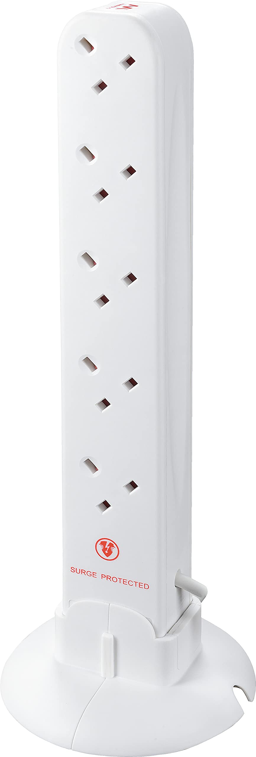 Masterplug Srgtow10110 10-Gang Power Tower Surge Protected Socket with 1 m Extension Lead in White