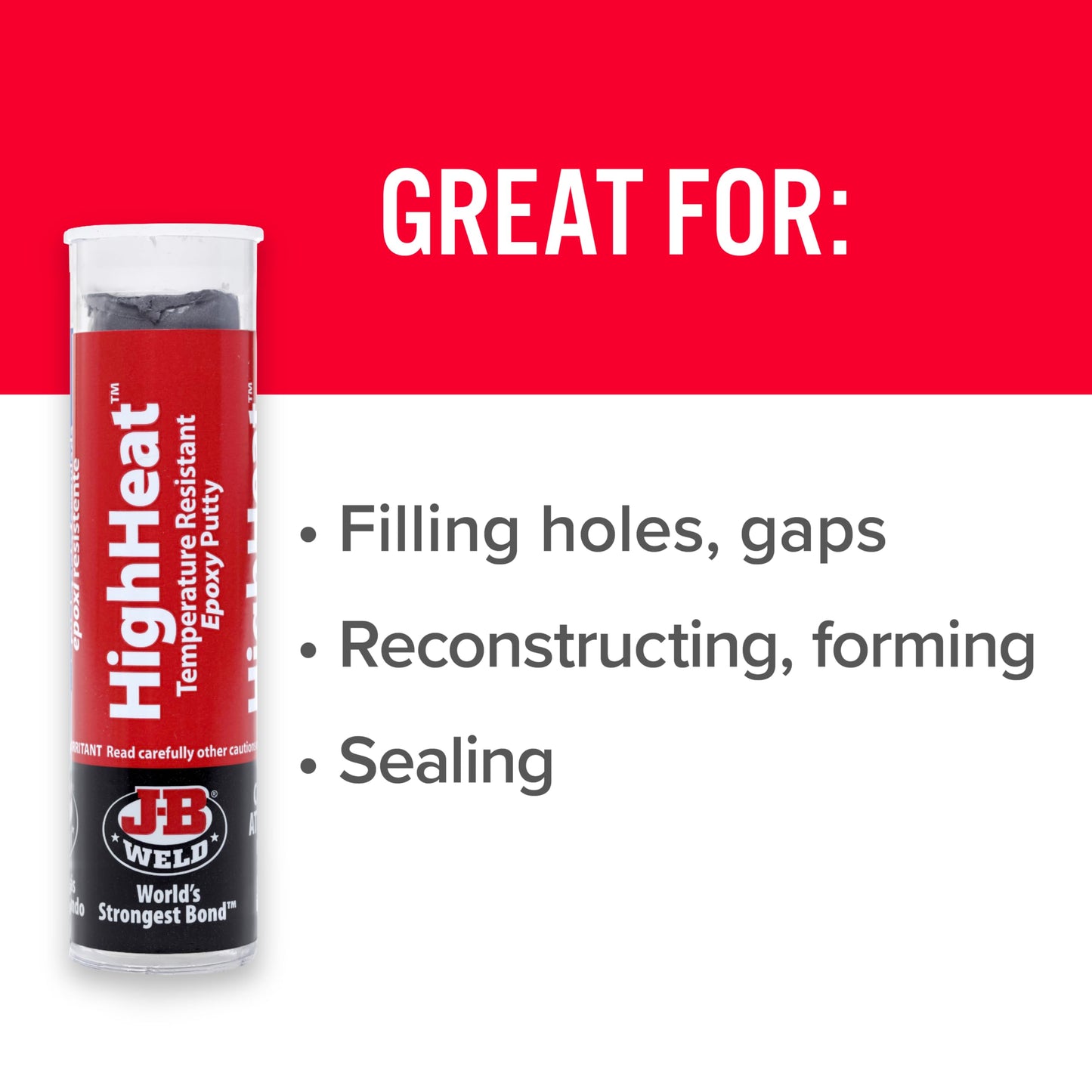 J-B Weld 8297 HighHeat Temperature Resistant Epoxy Putty Stick, Machine Gray, 2oz