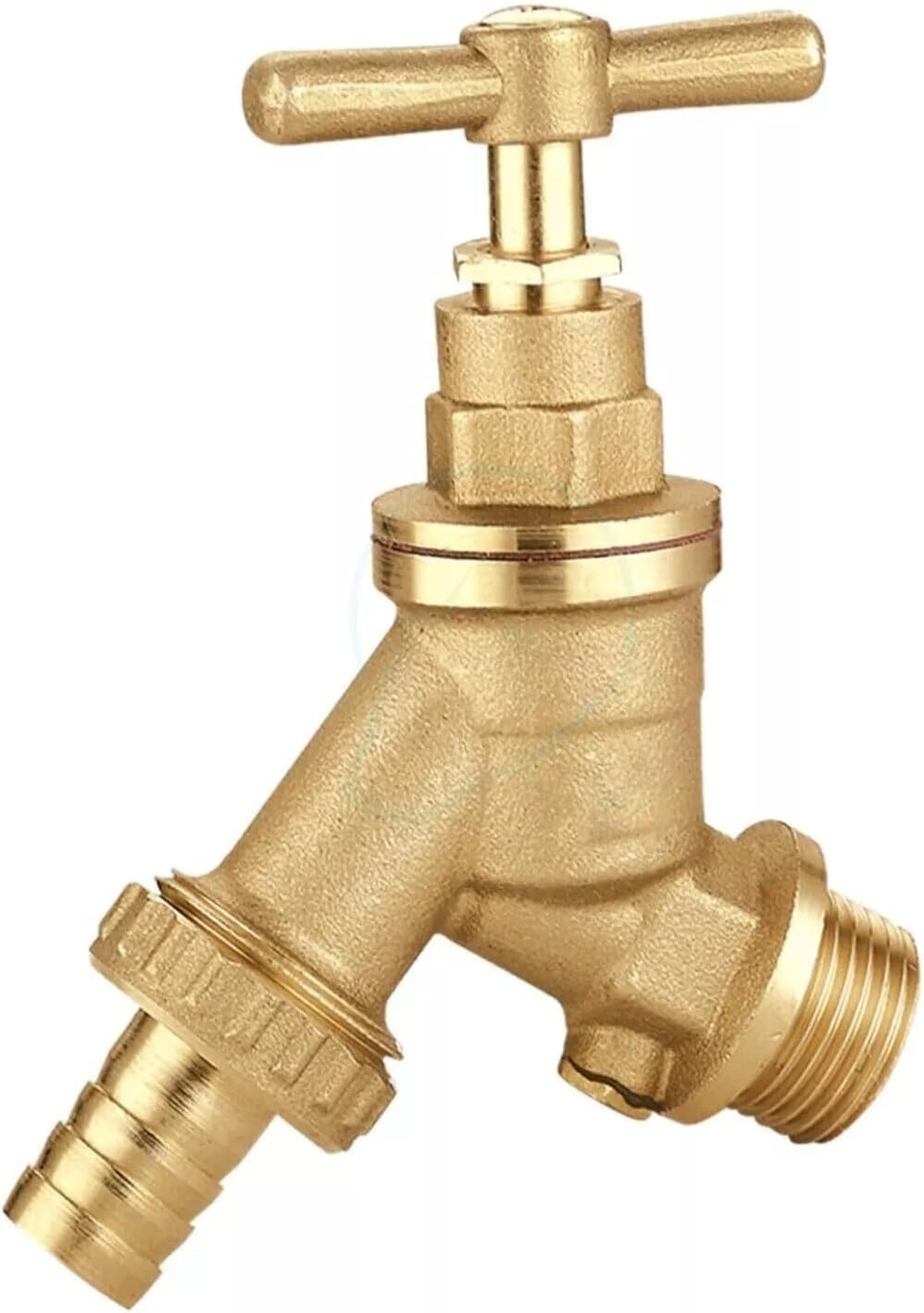 Handyfix Outside Garden TAP Hose Union BIB TAP 1/2" Brass with Double Check Valve & Wall Plate Elbow 15mm x 1/2" Compression