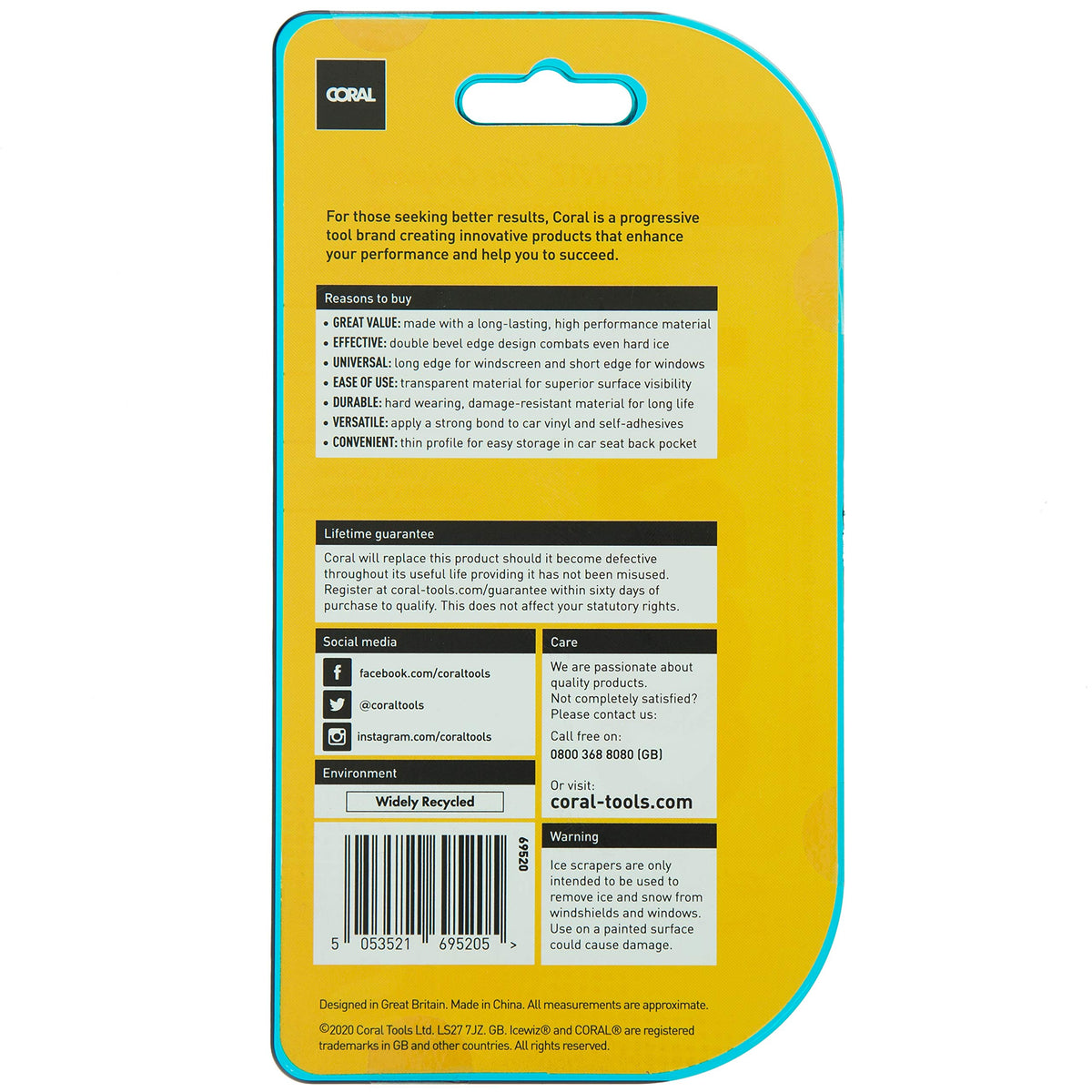 CORAL 69520 Icewiz Ice Scraper Snow Remover and Rapid De-Icer for Car Windscreens The Original 8.2 inch