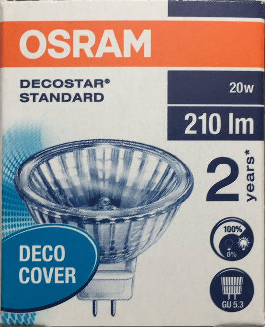 Osram Decostar 51s 44860WFL Halogen Lamp with Cold Mirror Reflectors and Cover Disk / 12 Volt 20 Watt/Socket Gu5.3 36 / Diameter 51 mm/Set of 10