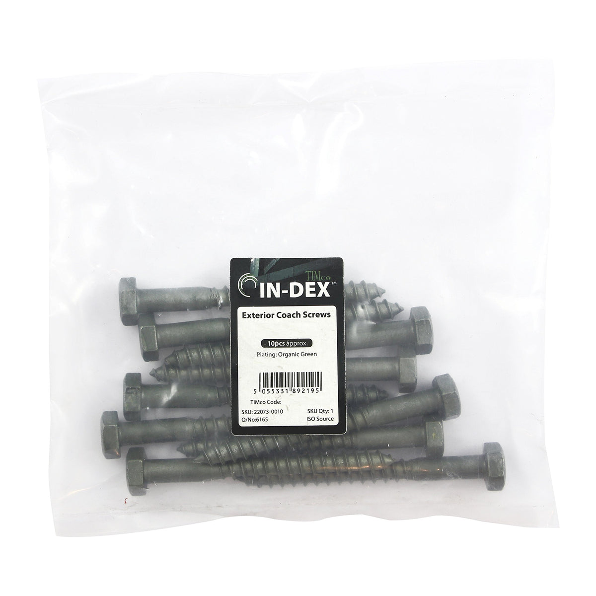 TIMco Index Hex Coach Screw - Green, Pack of 10