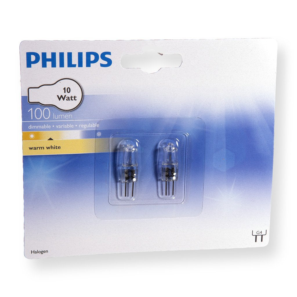 Philips Pack of 2 10W G4 Halogen Capsule Bulbs