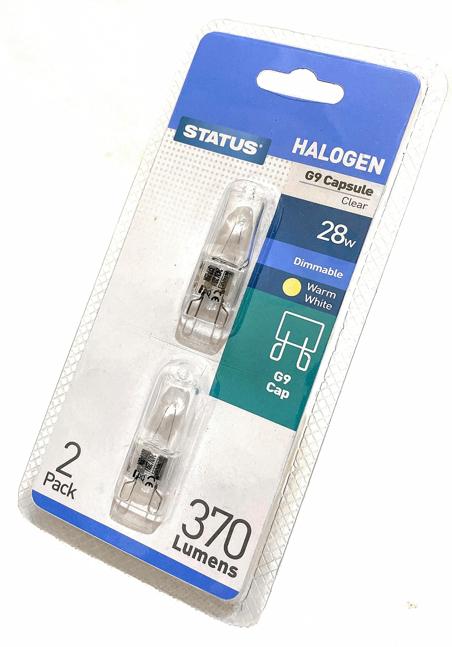 Status G928SHCWF212 G9 Cap Halogen Capsule Bulb with Fuse/ UV Stop, Pack of 2, Clear