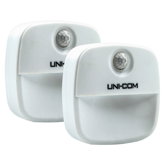 Uni-Com Motion Sensor Light, Battery Powered, Multi-Purpose, Stick on, Wireless Lights for Hallways, Lofts, Cupboards & Basements – 2 Pack