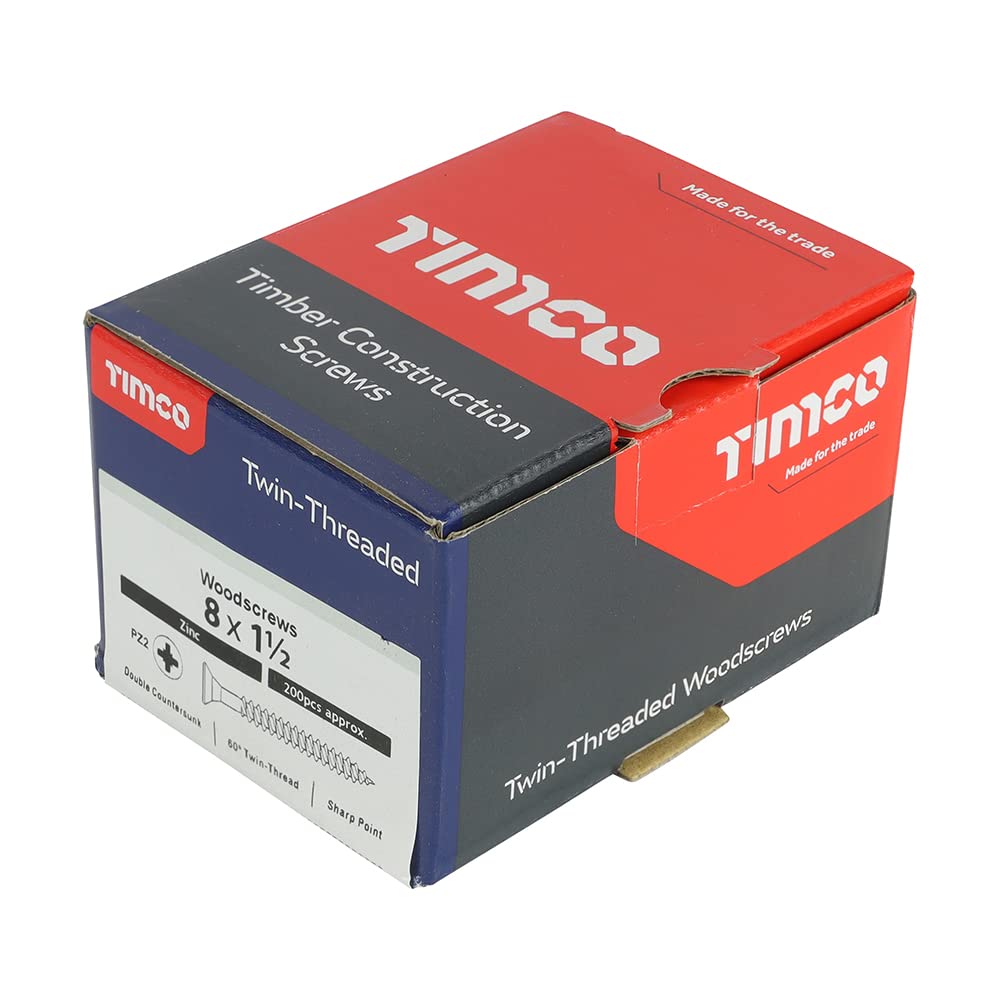Timco PZ1 CSK BZP Zinc Plated Twin Woodscrew (Box of 200)