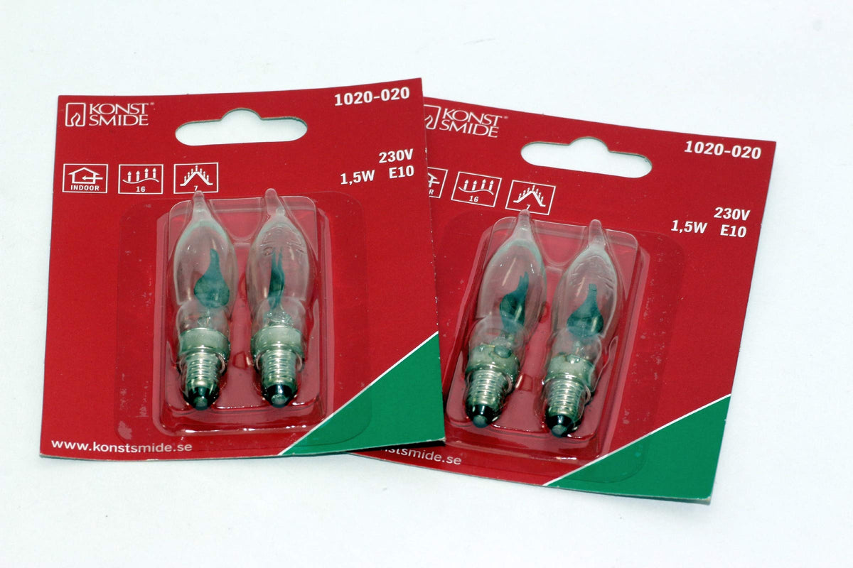 TheOneStopSatShop 4 Pack of KonstsmIde 230V, 1.5W, E10, Flicker Flame Welcome Candle Bridge Bulb