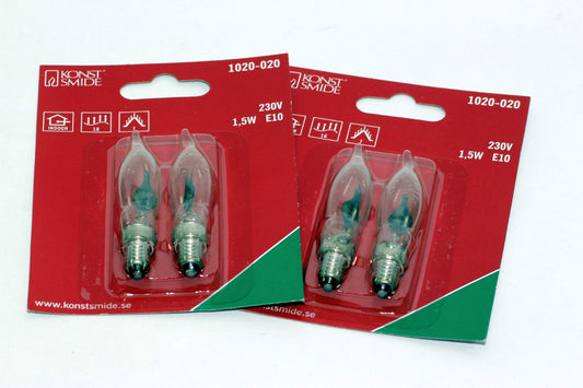 TheOneStopSatShop 4 Pack of KonstsmIde 230V, 1.5W, E10, Flicker Flame Welcome Candle Bridge Bulb