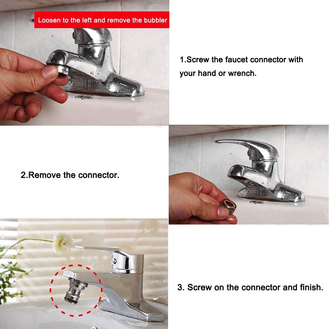 Handyfix Solid chromeThreaded Hose Water Pipe Connector Tap Faucet Adapter for Garden