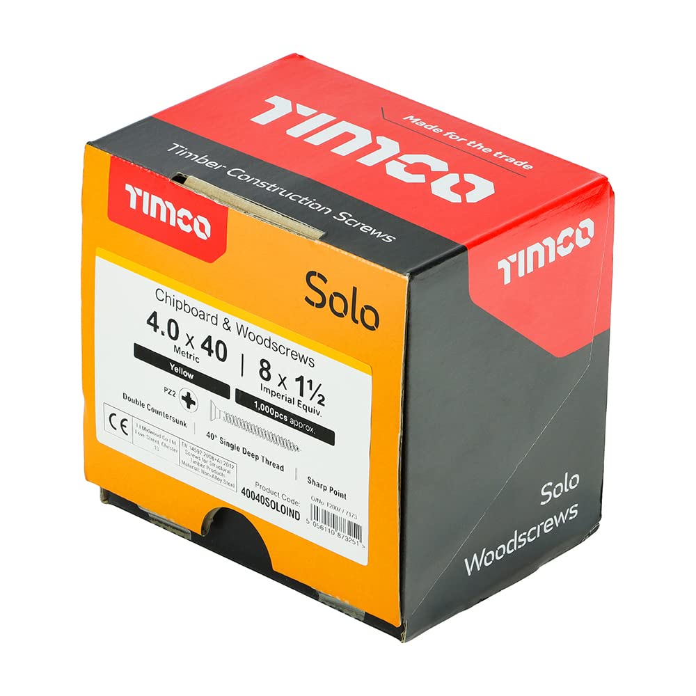 TIMCO Solo Woodscrews Industry Pack - 4.0 x 40mm - Gold