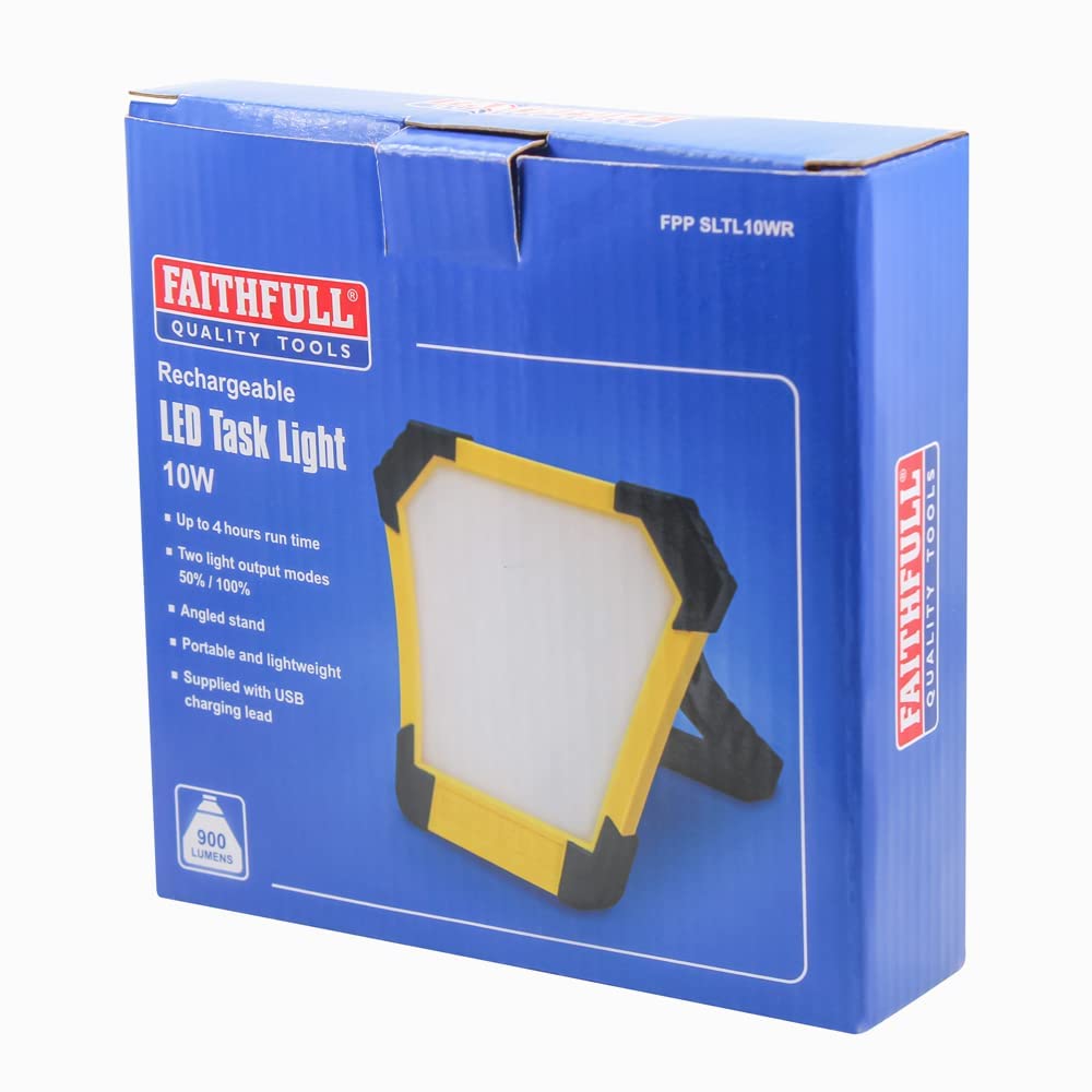Faithfull USB Rechargeable Portable 10W 900lm LED Work Light/Emergency Light up to 4 Hours Run time