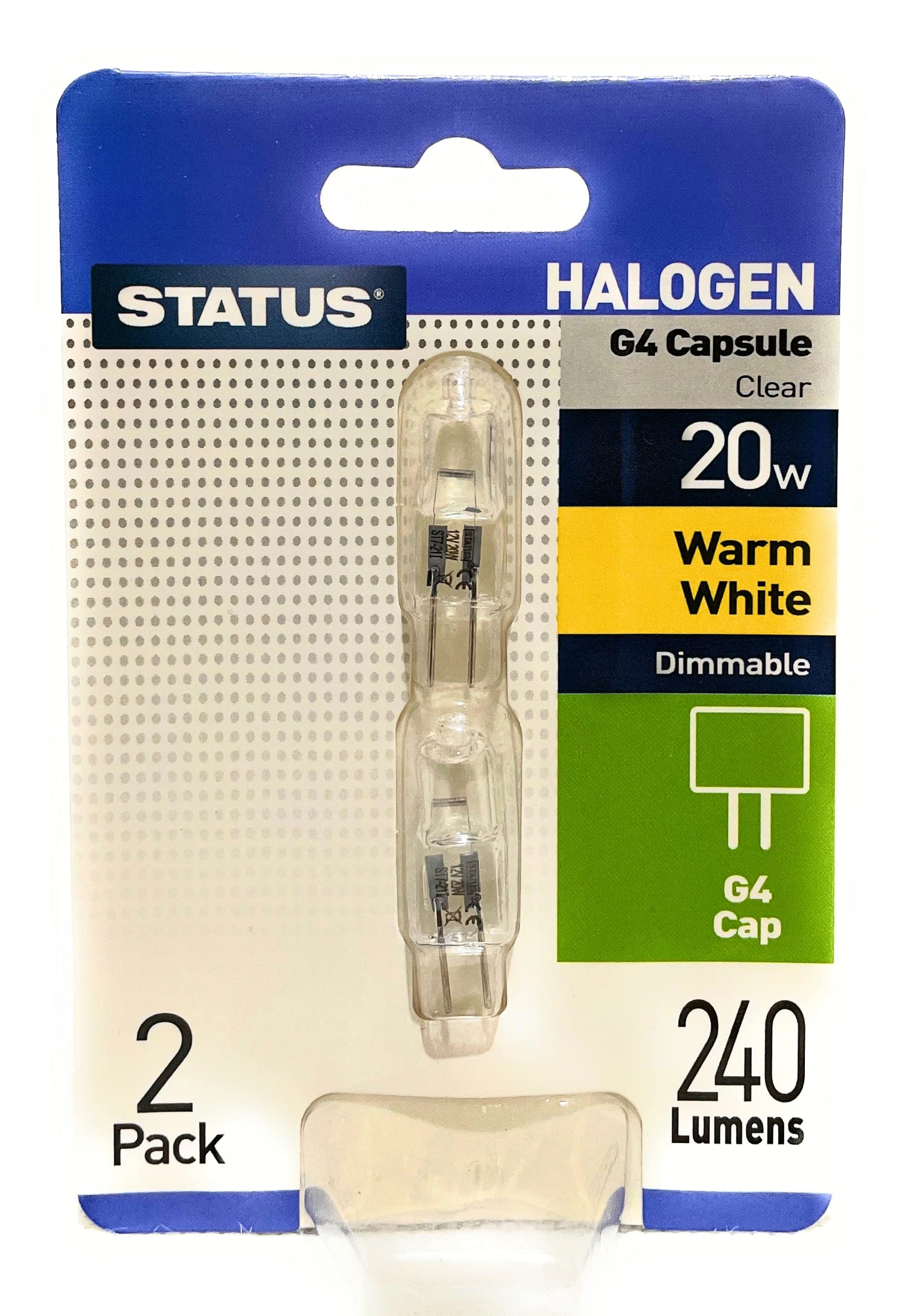 Status G420SHC212 G4 Cap Halogen Capsule Bulb with UV Stop, Clear