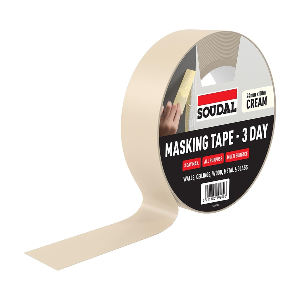 Handyfix Soudal 3 day masking tape - CREAM (24mm x 50m)