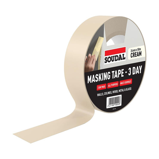 Handyfix Soudal 3 day masking tape - CREAM (24mm x 50m)