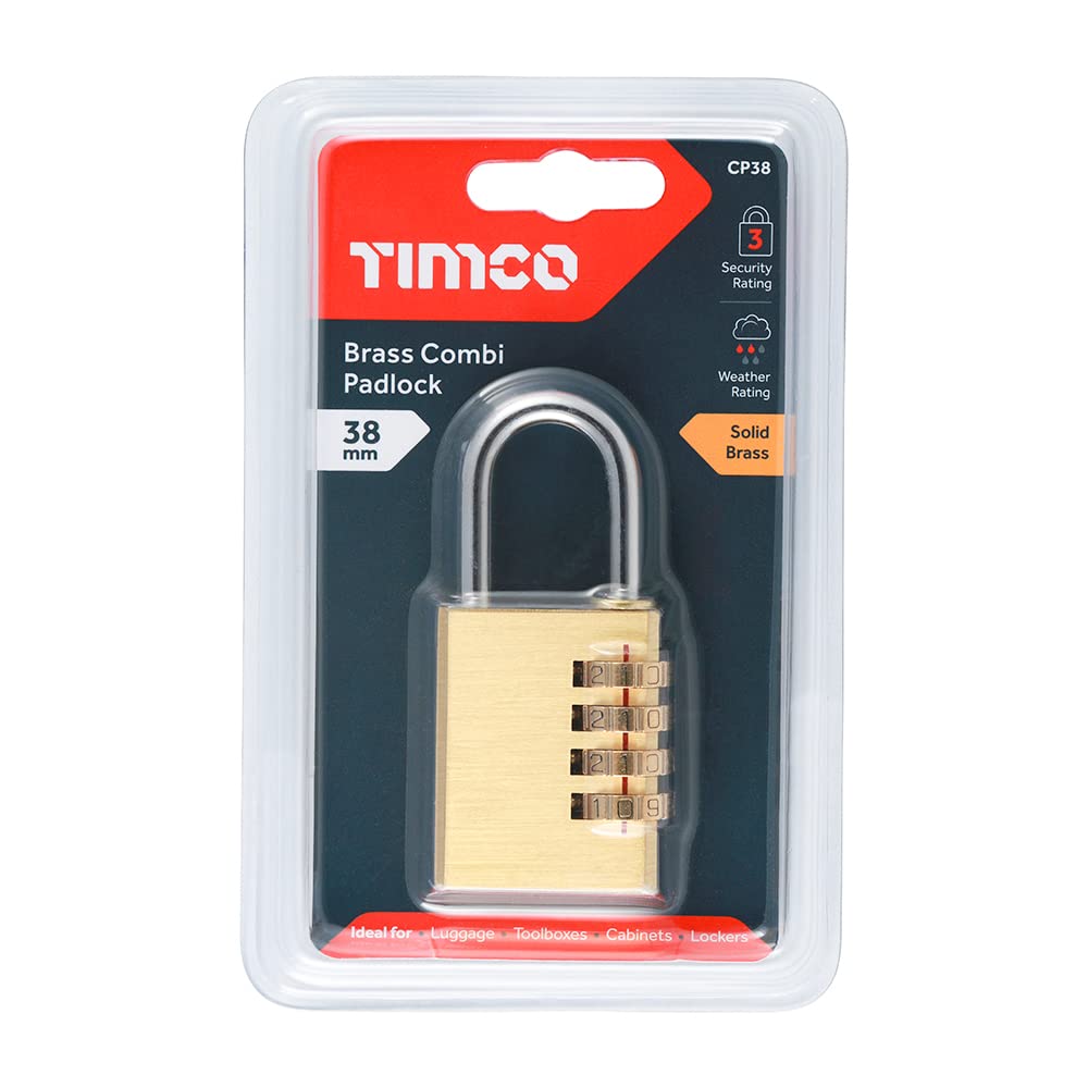 TIMco CP38 Combi Padlock 38mm - Brass 1 pc