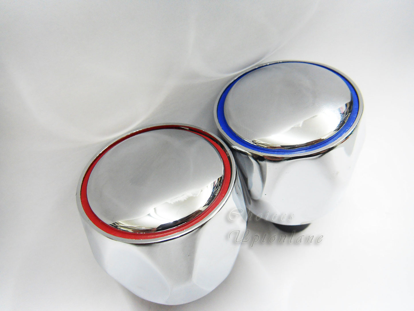 REPLACEMENT HOT & COLD TAP TOP HEAD COVERS CHROME PLATED FOR BASIN / BATH & KITCHEN SINK TAPS