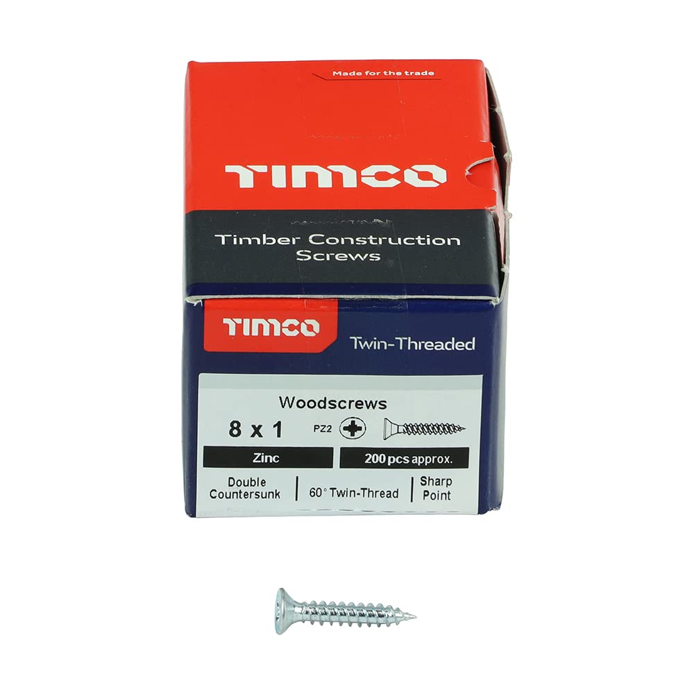 Timco PZ1 CSK BZP Zinc Plated Twin Woodscrew (Box of 200)