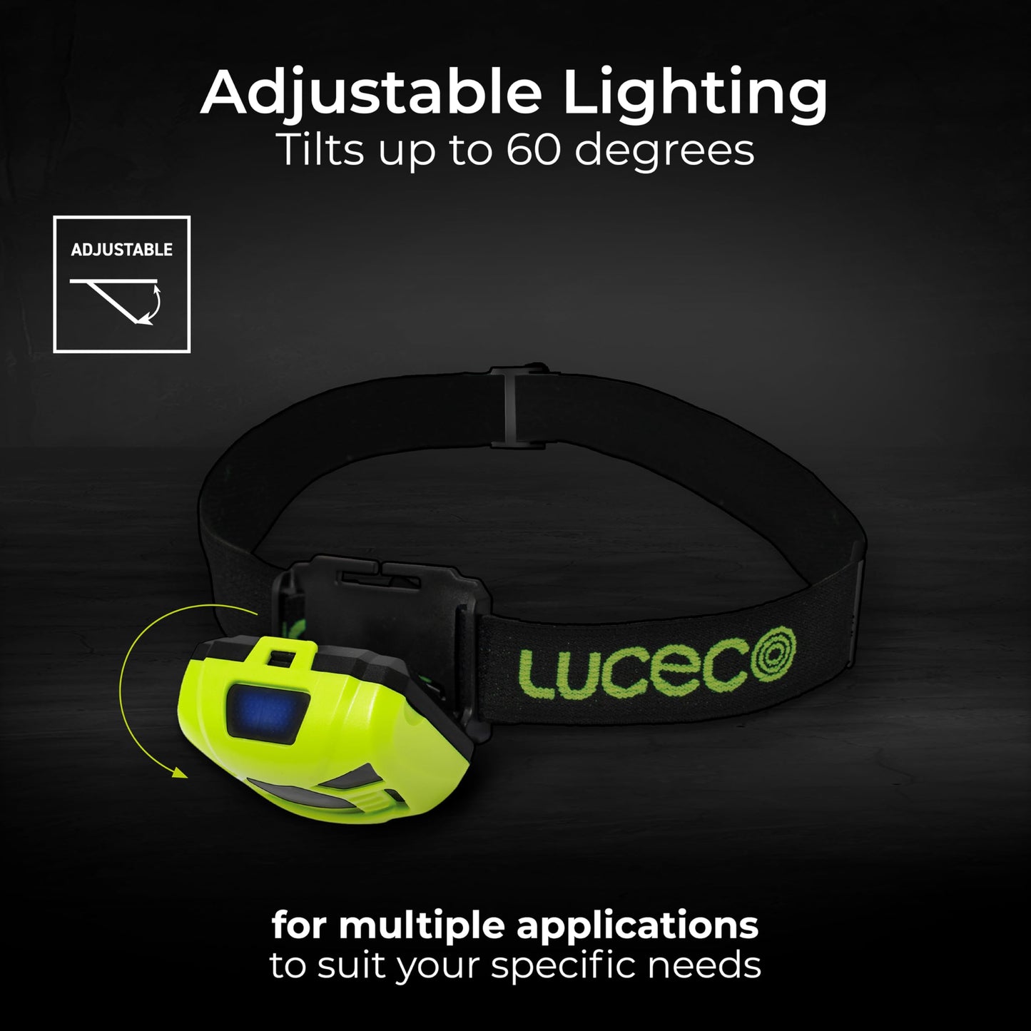 Luceco LED Inspection Head Torch with USB and PIR Motion Sensor, 5 Light Modes, Adjustable, Rechargeable, Inspection Lights, High-Vis, IK04, 3W, 150lm, 6500K, LILH15P65